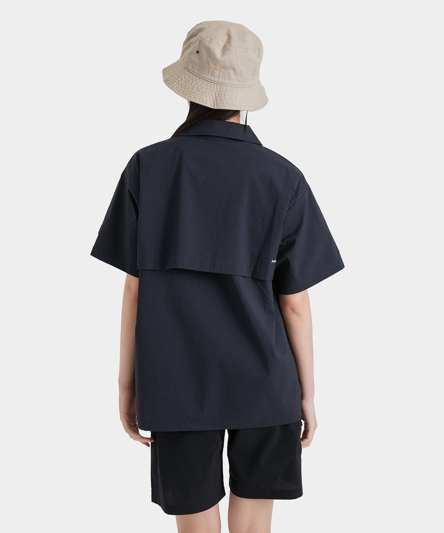 COOLMAX SUCKER OPEN COLLAR SHIRT BLACK