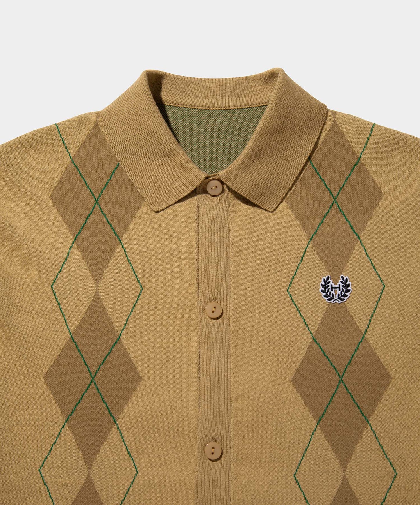 ARGYLE SHORT SLEEVE POLO CARDIGAN