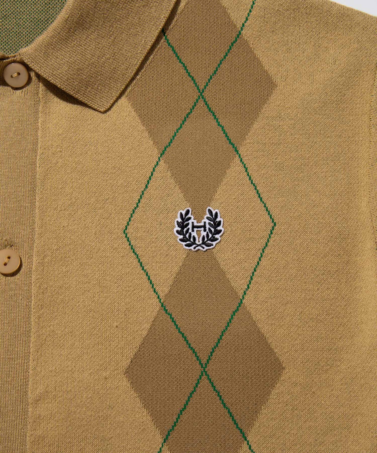 ARGYLE SHORT SLEEVE POLO CARDIGAN