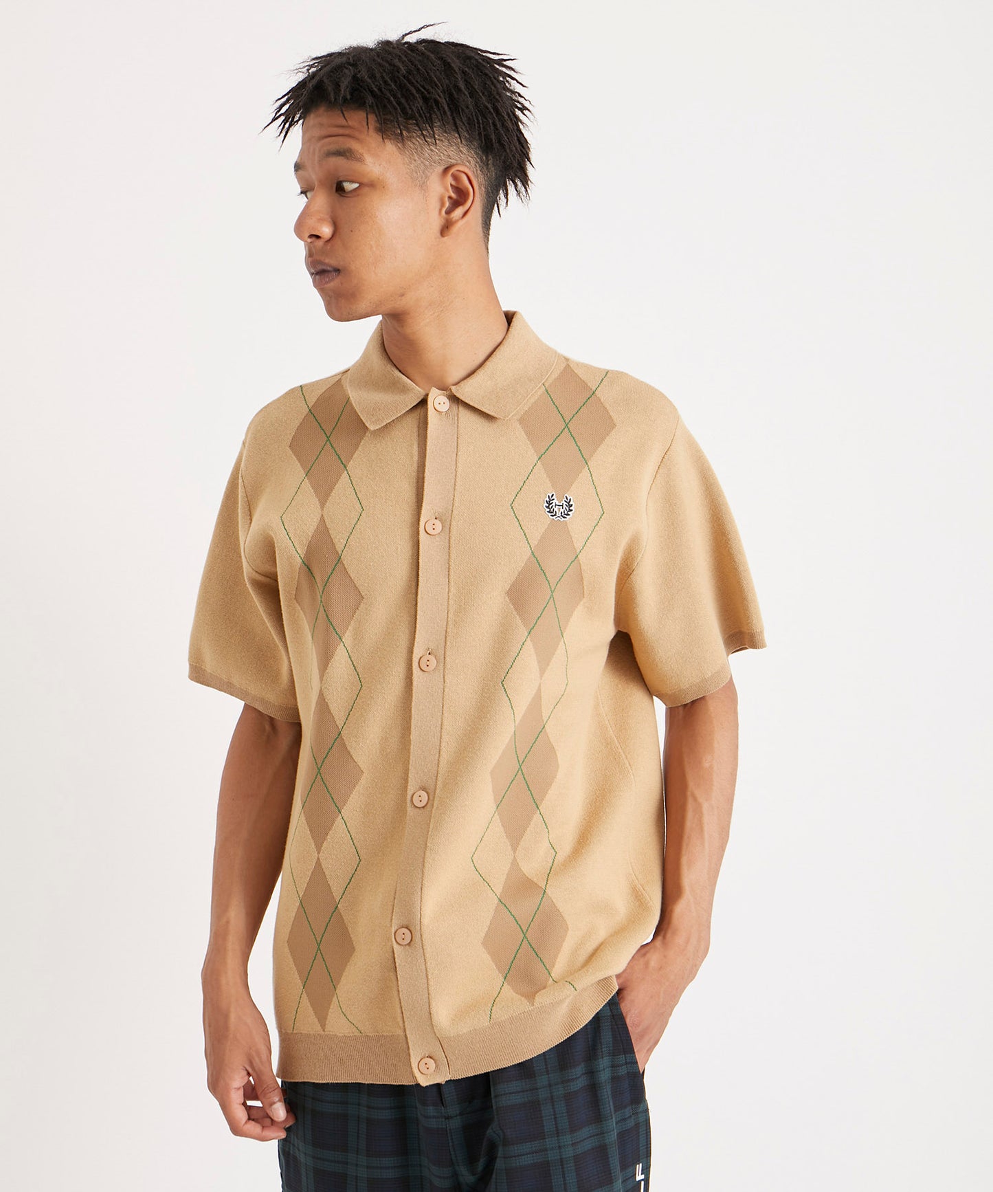 ARGYLE SHORT SLEEVE POLO CARDIGAN