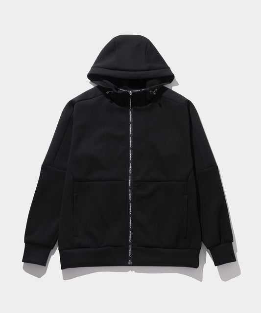 LOGO FULL ZIP SPACER KNIT HOODIE BLACK