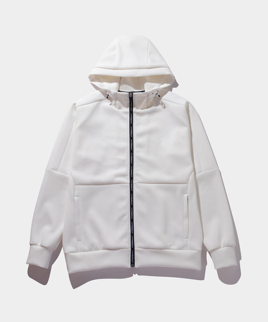 LOGO FULL ZIP SPACER KNIT HOODIE WHITE