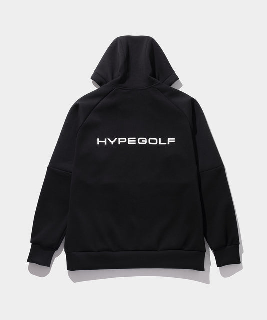 LOGO FULL ZIP SPACER KNIT HOODIE BLACK