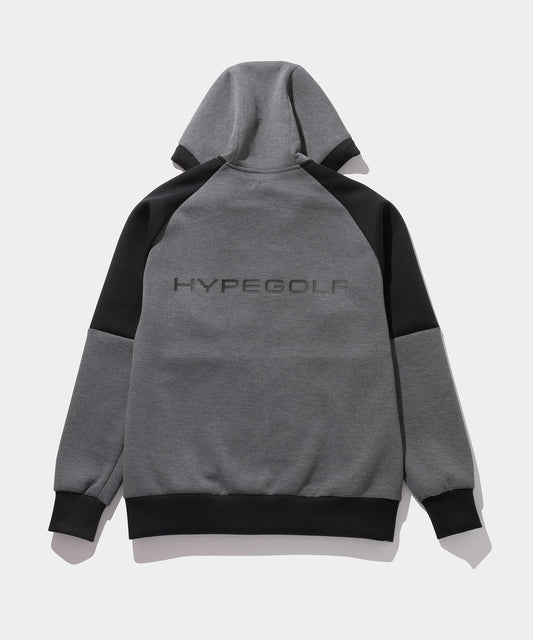 LOGO FULL ZIP SPACER KNIT HOODIE GRAY