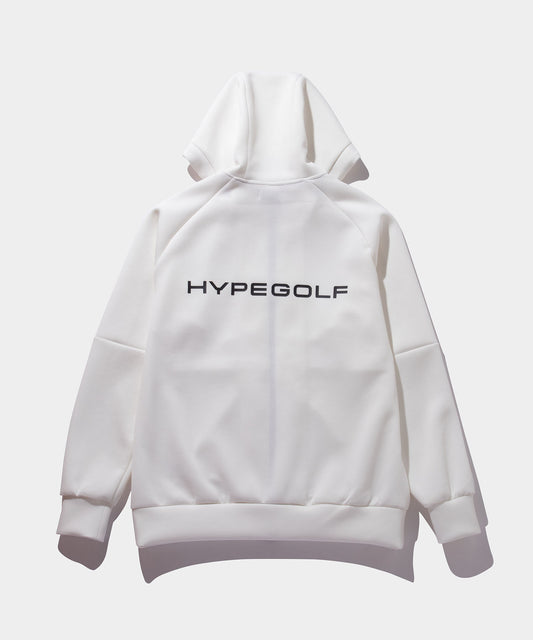 LOGO FULL ZIP SPACER KNIT HOODIE WHITE