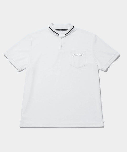 SHAWL COLLAR PILE POLO SHIRTS WHITE