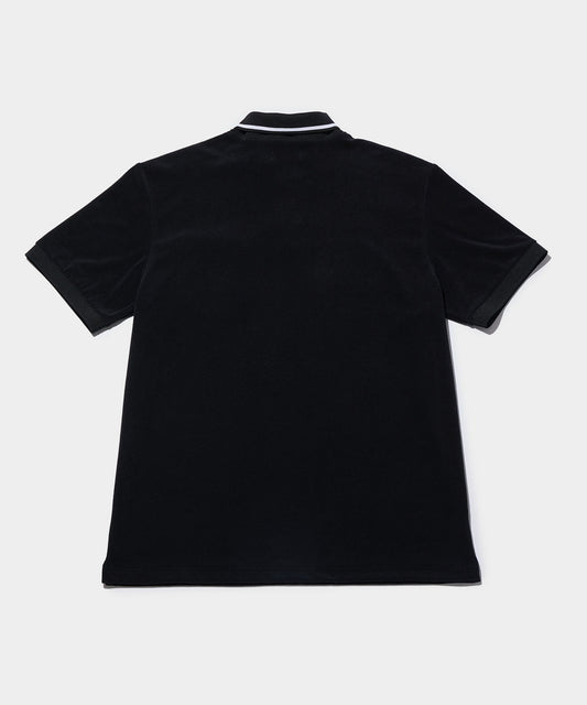 SHAWL COLLAR PILE POLO SHIRTS BLACK