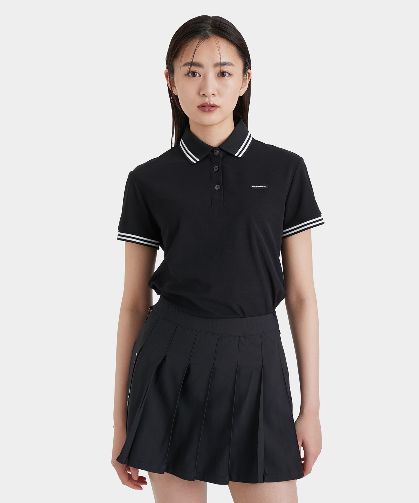 WOMEN DOT MOTIF POLO SHIRTS BLACK