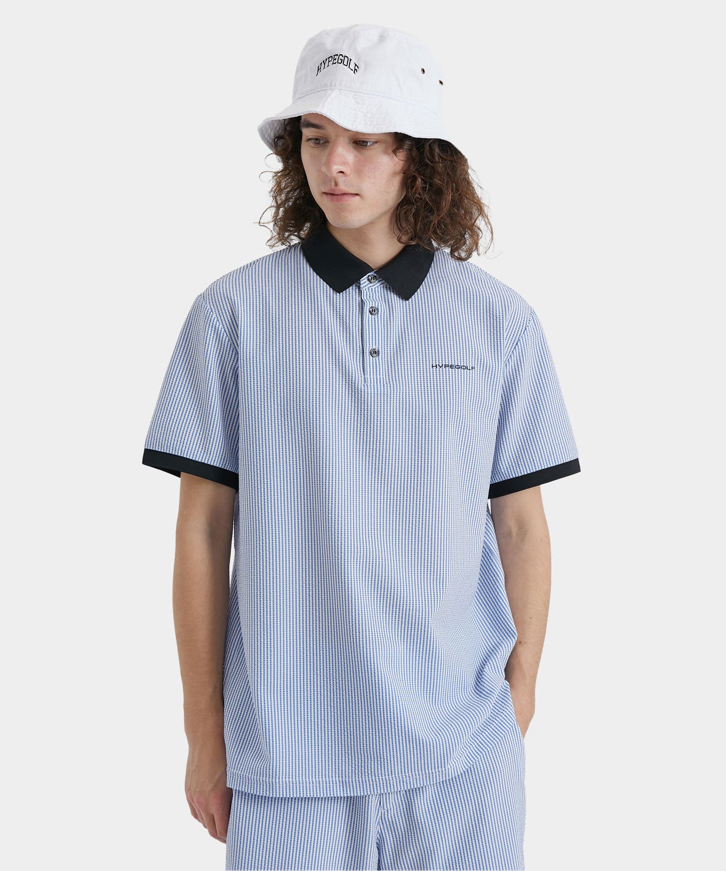 SEERSUCKER POLO SHIRTS BLUE