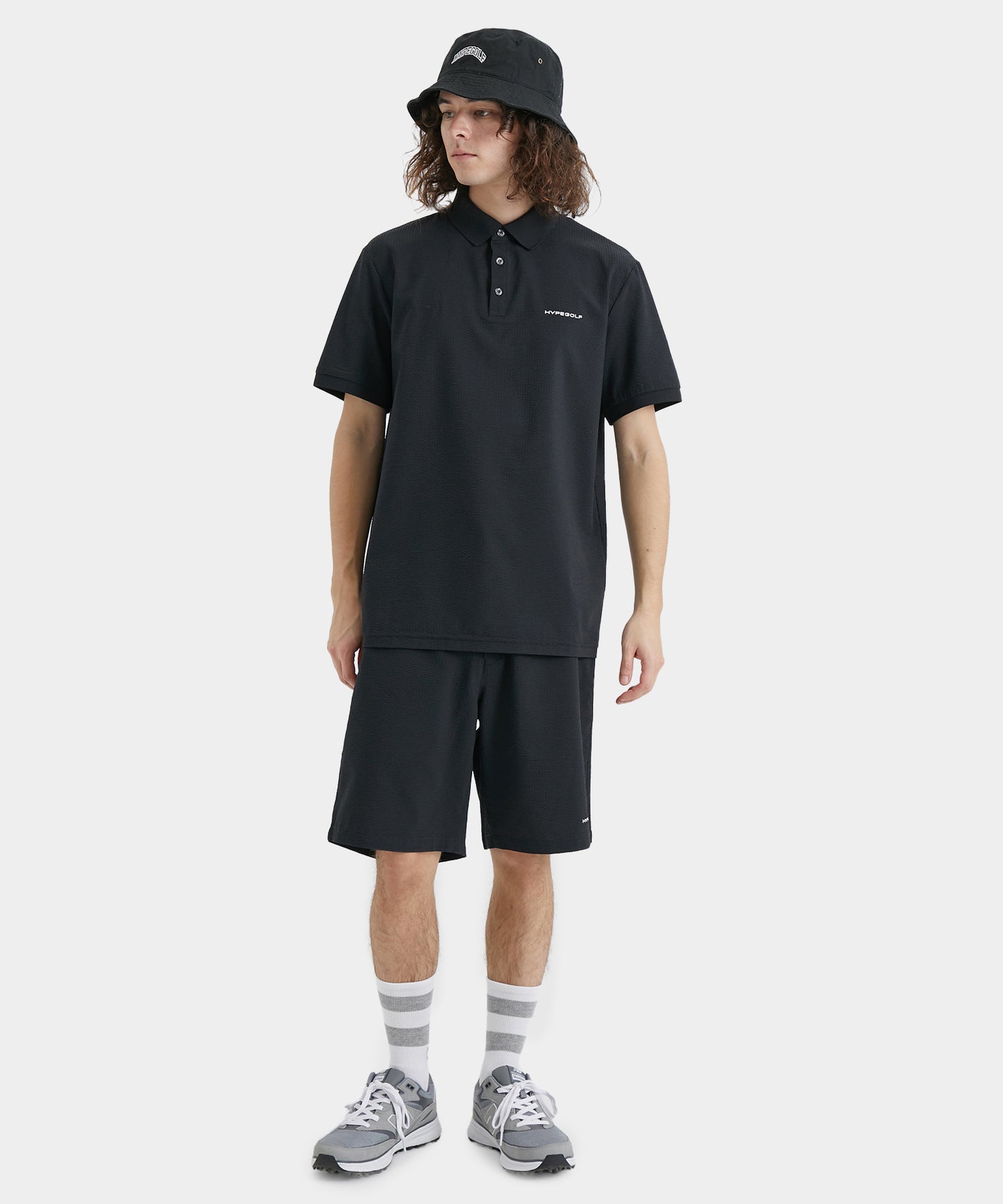 SEERSUCKER POLO SHIRTS BLACK