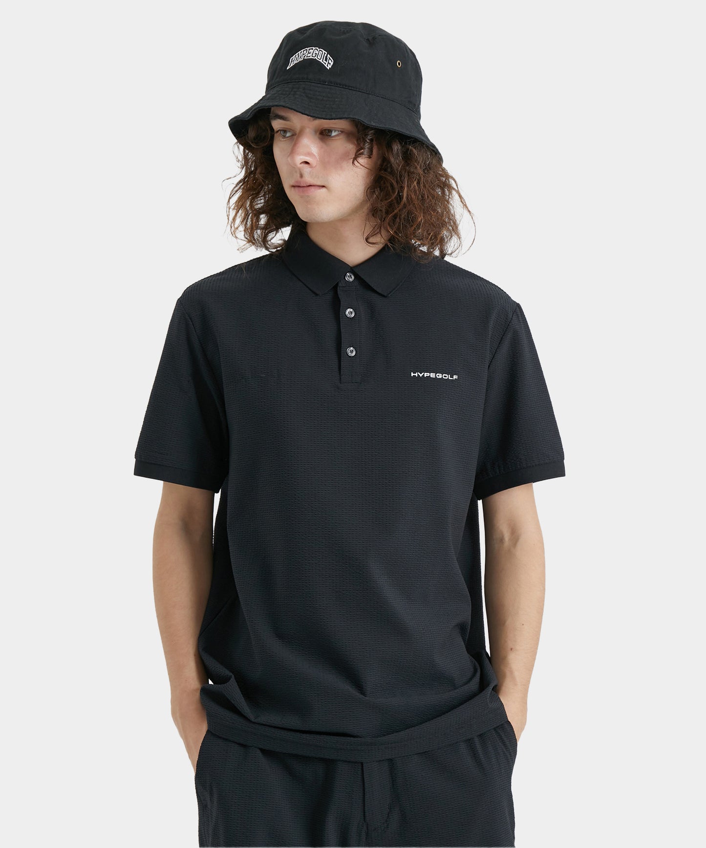 SEERSUCKER POLO SHIRTS BLACK