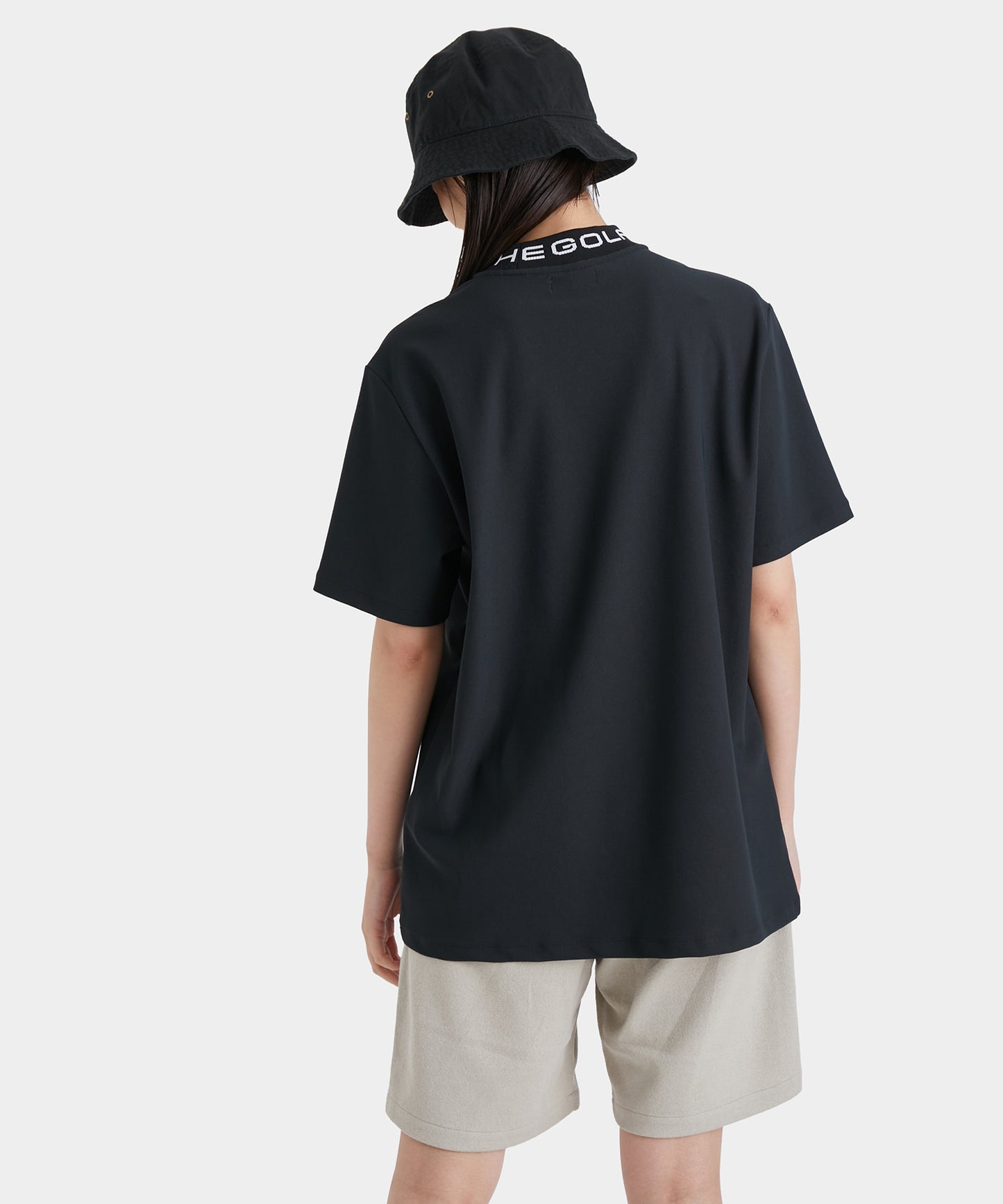 UV WAFFLE MOCK NECK TOP SHORTSLEEVE BLACK