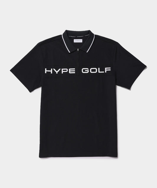 HYPEGOLF HALF ZIP POLO SHIRTS BLACK