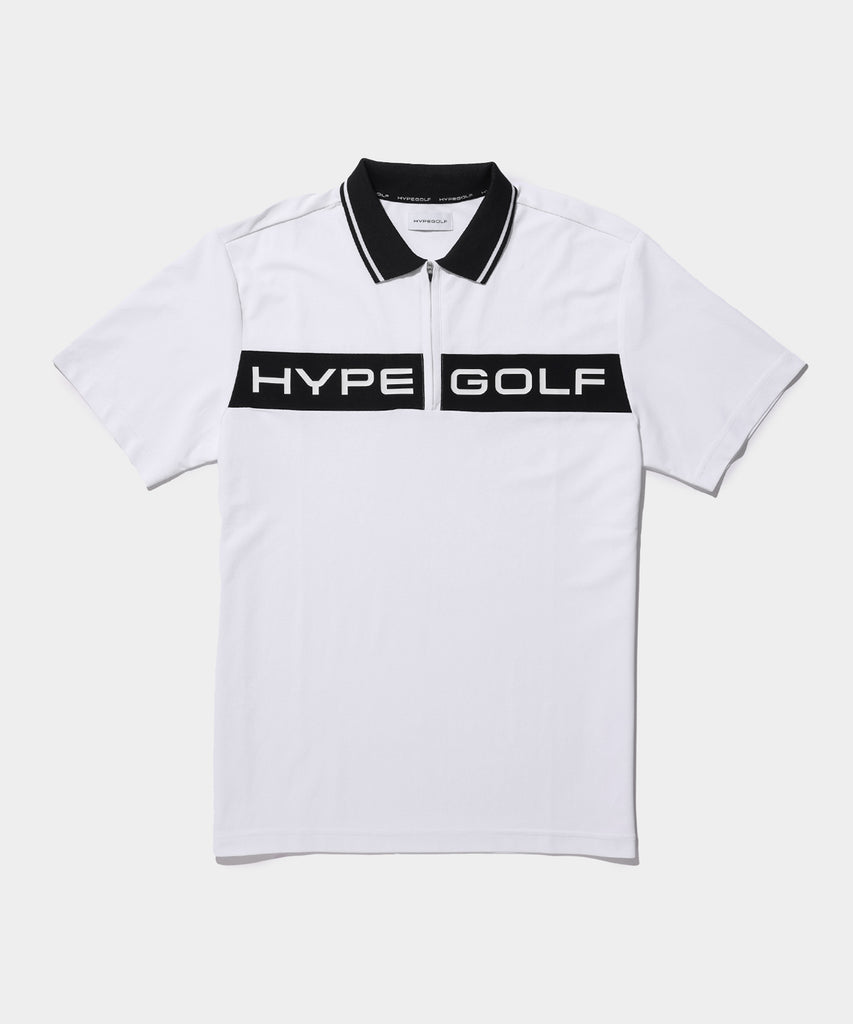 HYPEGOLF HALF ZIP POLO SHIRTS WHITE