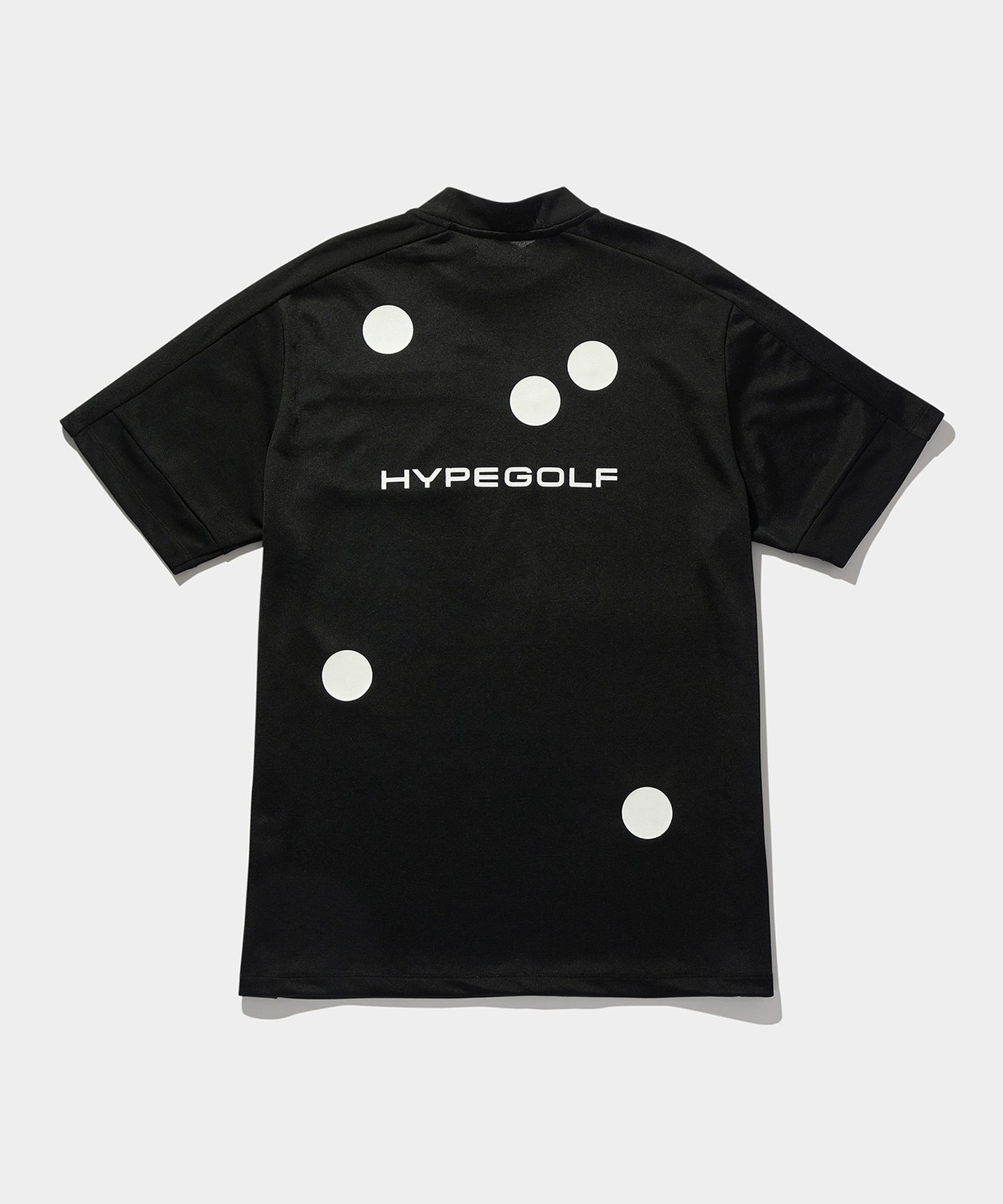 DOT MOTIF MOCK NECK TOP SHORTSLEEVE BLACK