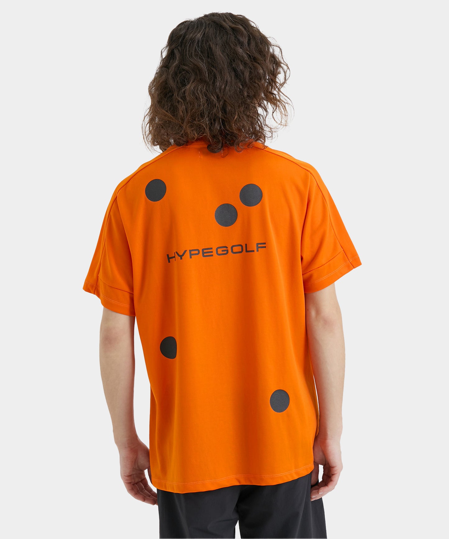 DOT MOTIF MOCK NECK TOP SHORTSLEEVE ORANGE