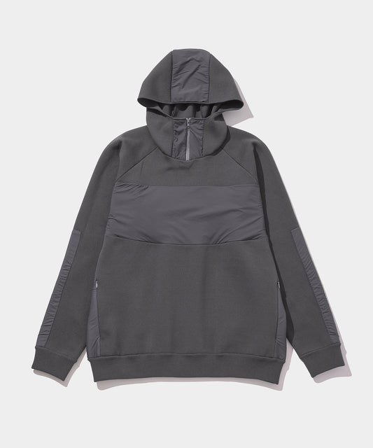 NYLON COMBI KNIT HOODIE GRAY