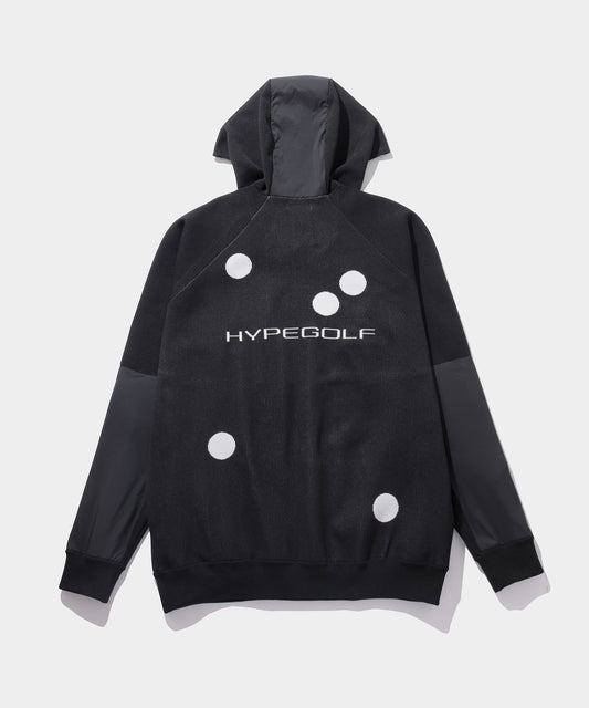 NYLON COMBI KNIT HOODIE BLACK