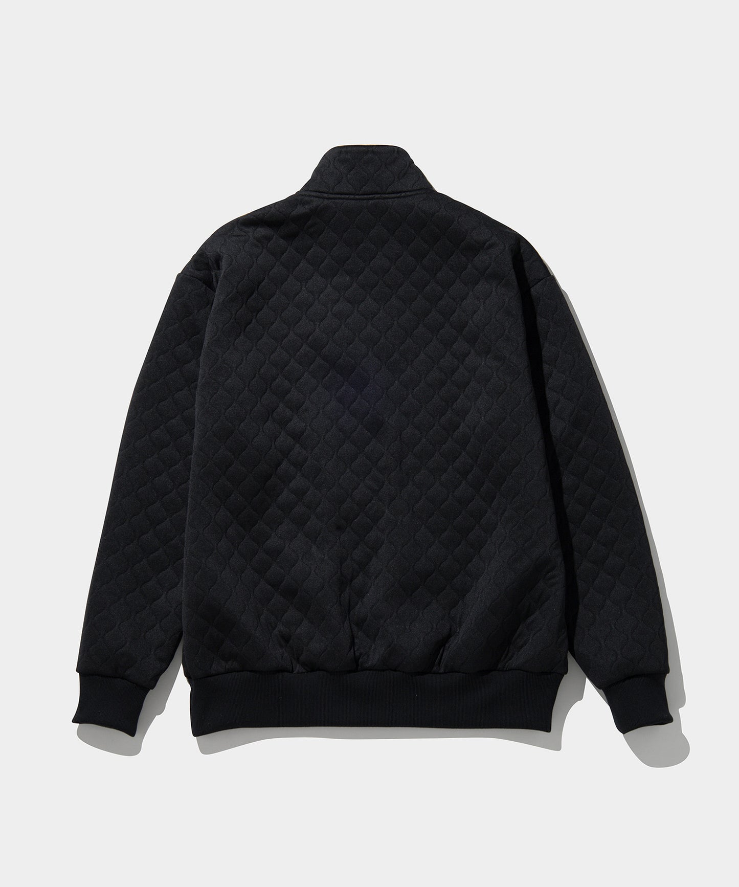 QUILTING JACQUARD HALF ZIP SHIRTS BLACK