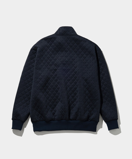 QUILTING JACQUARD HALF ZIP SHIRTS NAVY