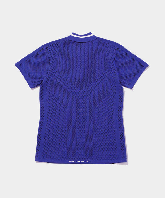 adidas women's PRIMEKNIT ジャカード 半袖ポロシャツ BLUE
