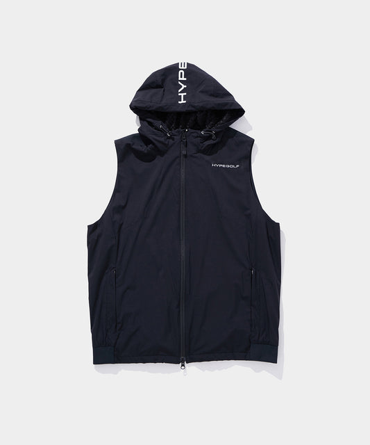 WOVEN HOODIE VEST BLACK