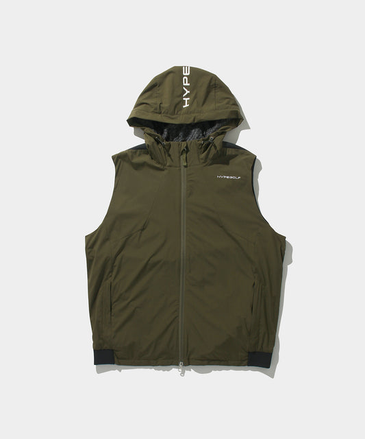 WOVEN HOODIE VEST OLIVE
