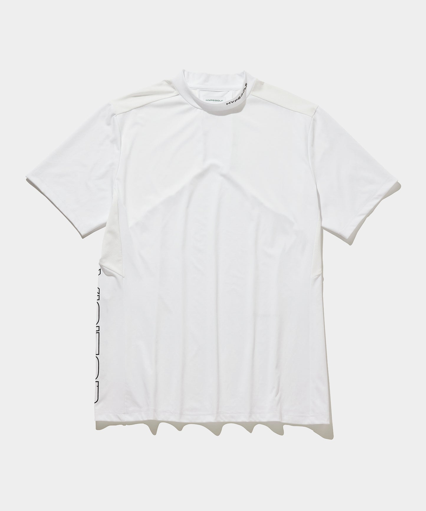 Smooth mock neck top short sleeve WHITE